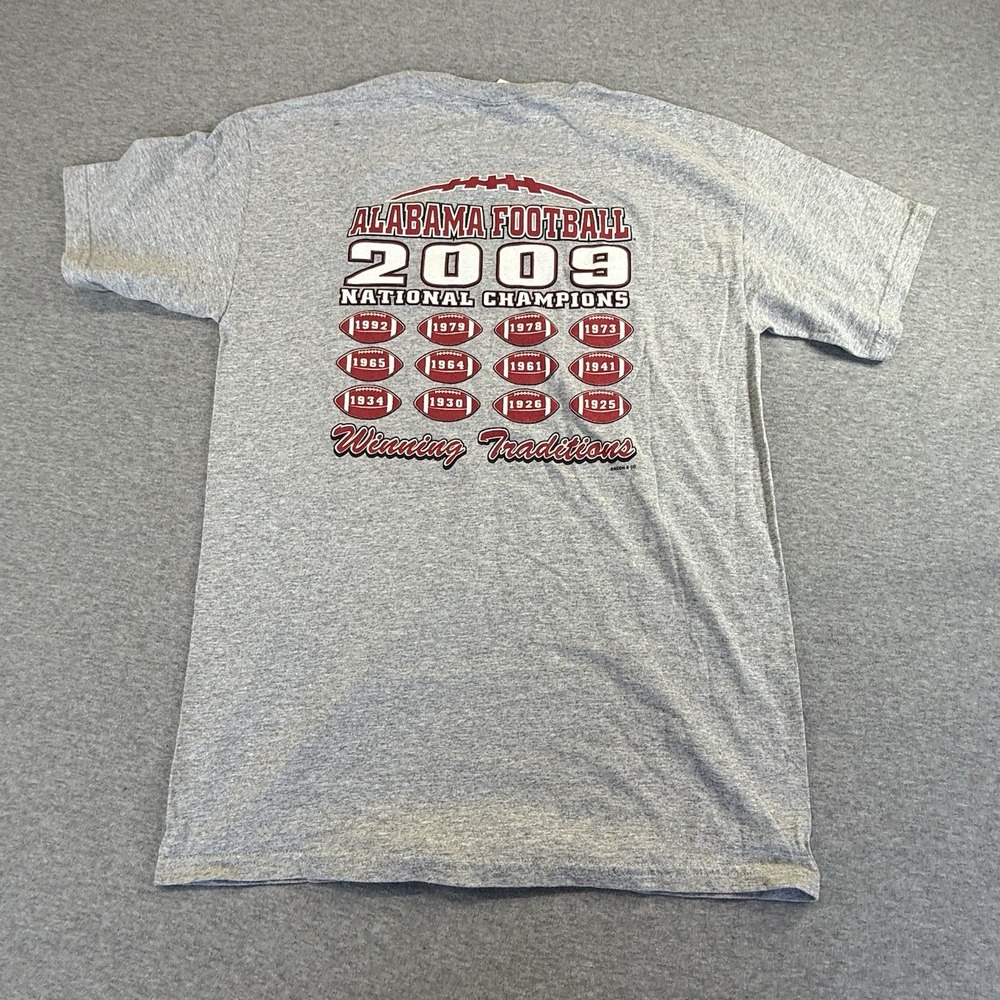 Alabama Crimson Tide 2009 National Champs T-shirt Mens Medium Gray Gildan NCAA